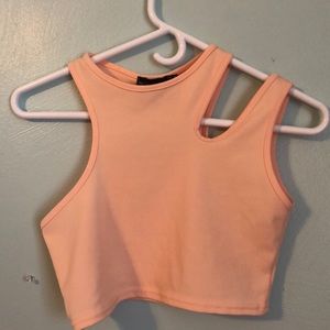 Pretty Little Thing Sheer Peach crop top